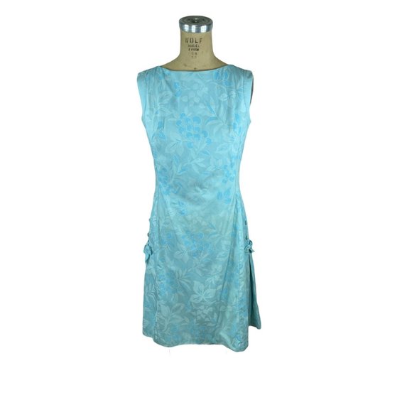 1960s blue cotton dress drop waist floral scooter dress by Cover Girl Size M - Picture 2 of 9